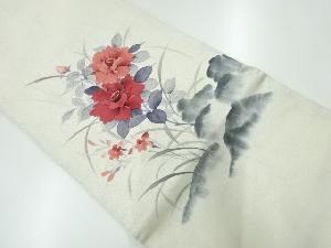 アンティーク　手描き草花模様袋帯（材料）